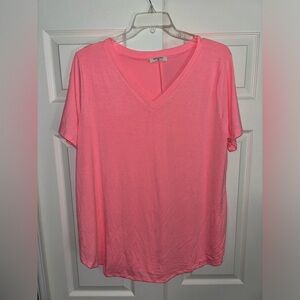 NEW Zenana Hot Pink/Peach T-Shirt with Buttery Soft Texture, Size 3X